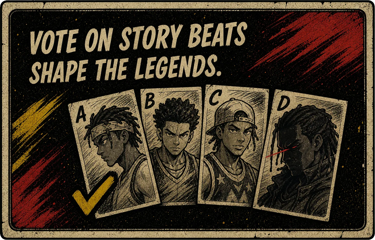 Vote on story beats — shape the legends.